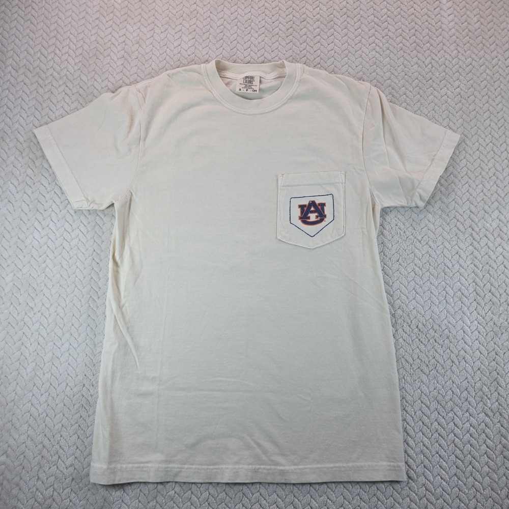 Comfort Colors Auburn Tigers Baseball Graphic Pocket T-Shirt Cream Small 2350